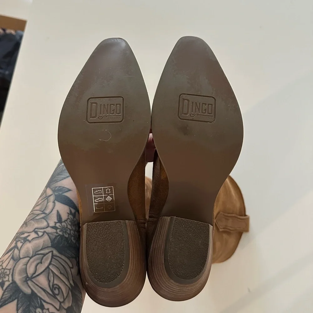 Dingo Out West Camel Tan Brown Suede Cowboy Western Boots 7 - Picture 6 of 9